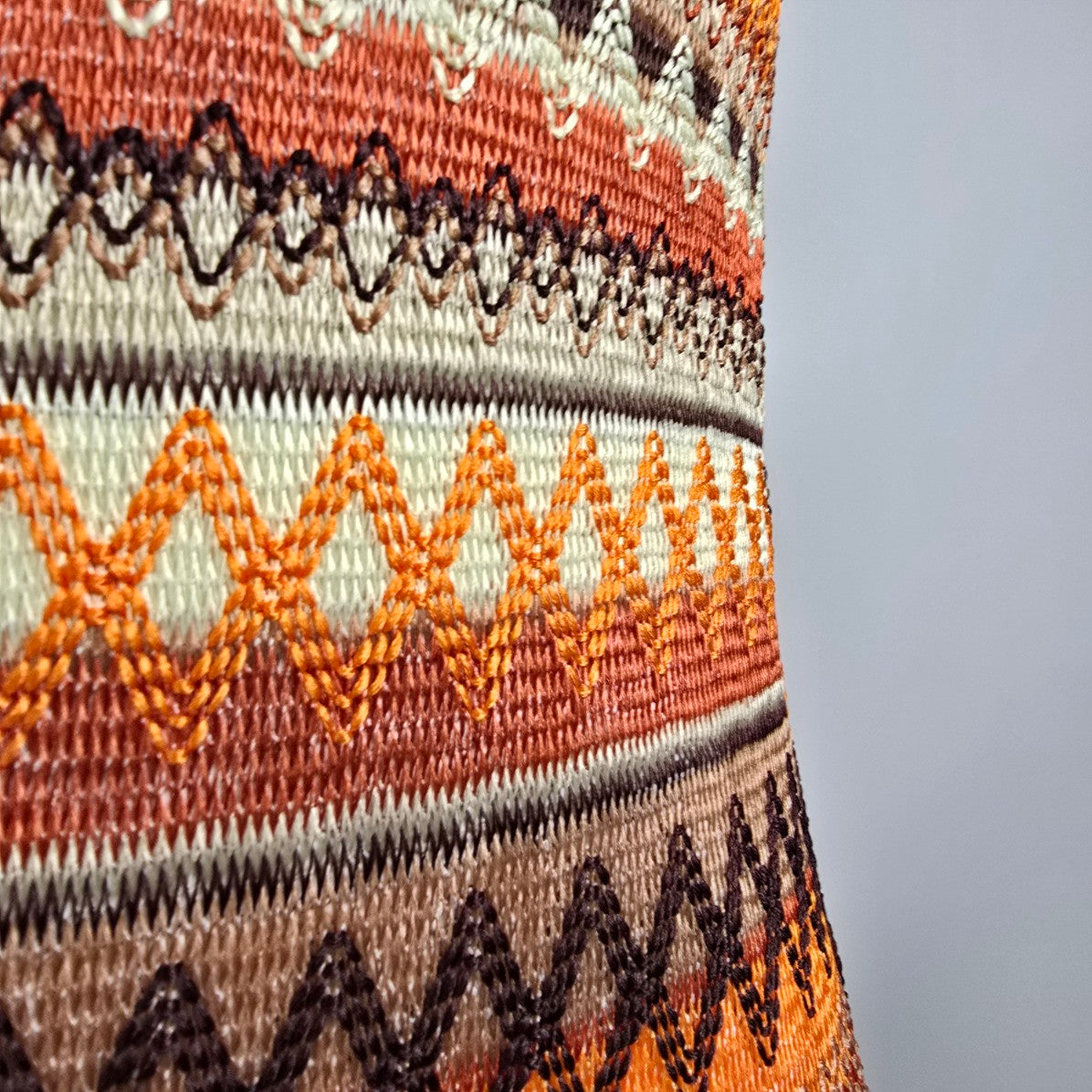 Brown & Orange Striped Knit Midi Dress Size M