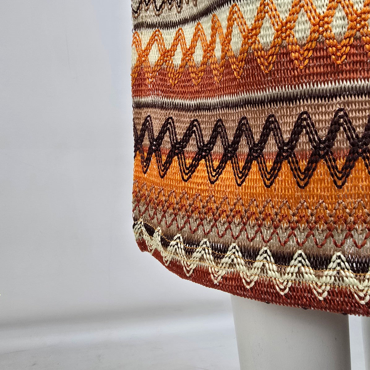 Brown & Orange Striped Knit Midi Dress Size M