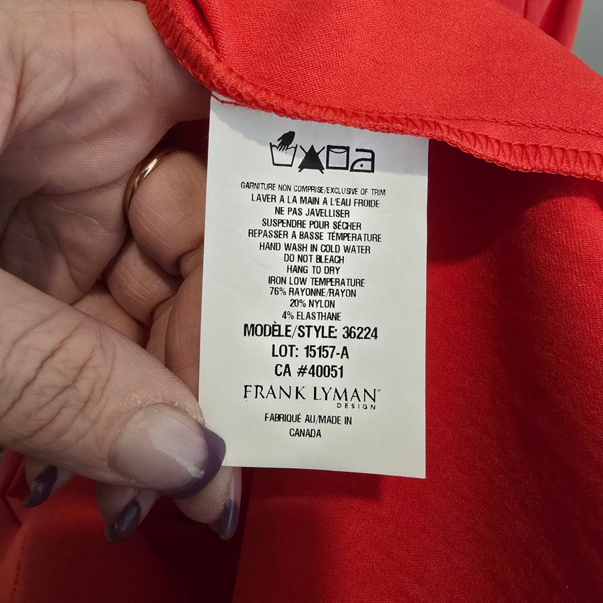 Frank Lyman Coral Zipper Detail Mini Dress Size 14