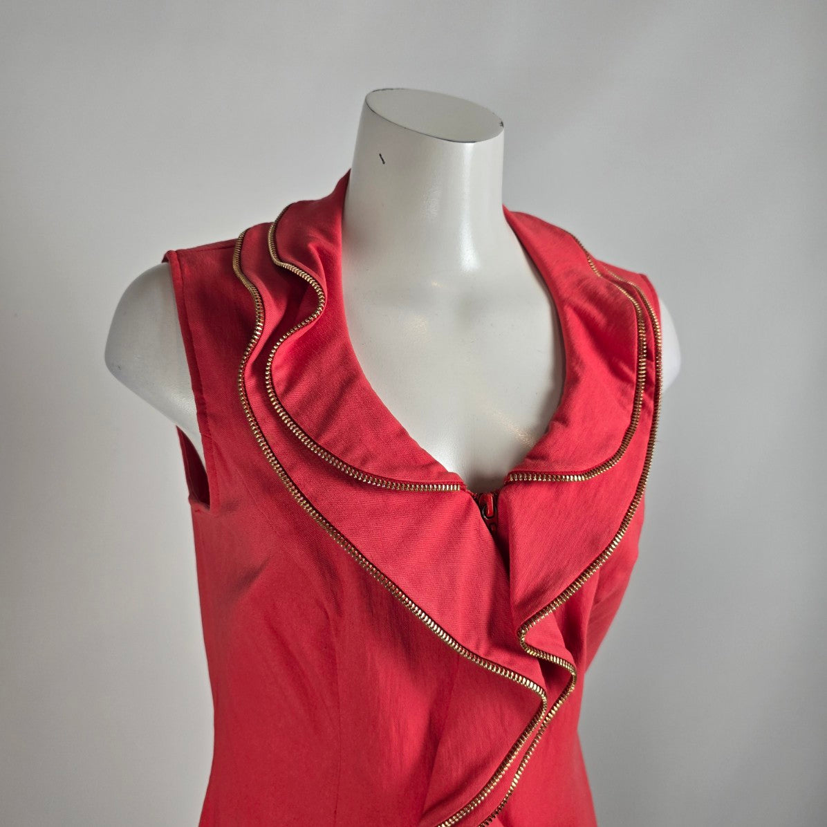 Frank Lyman Coral Zipper Detail Mini Dress Size 14