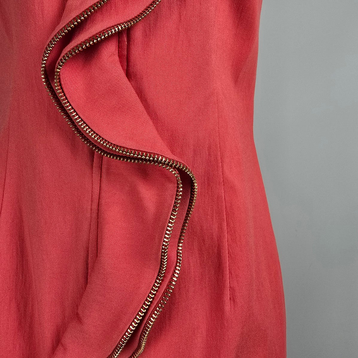 Frank Lyman Coral Zipper Detail Mini Dress Size 14