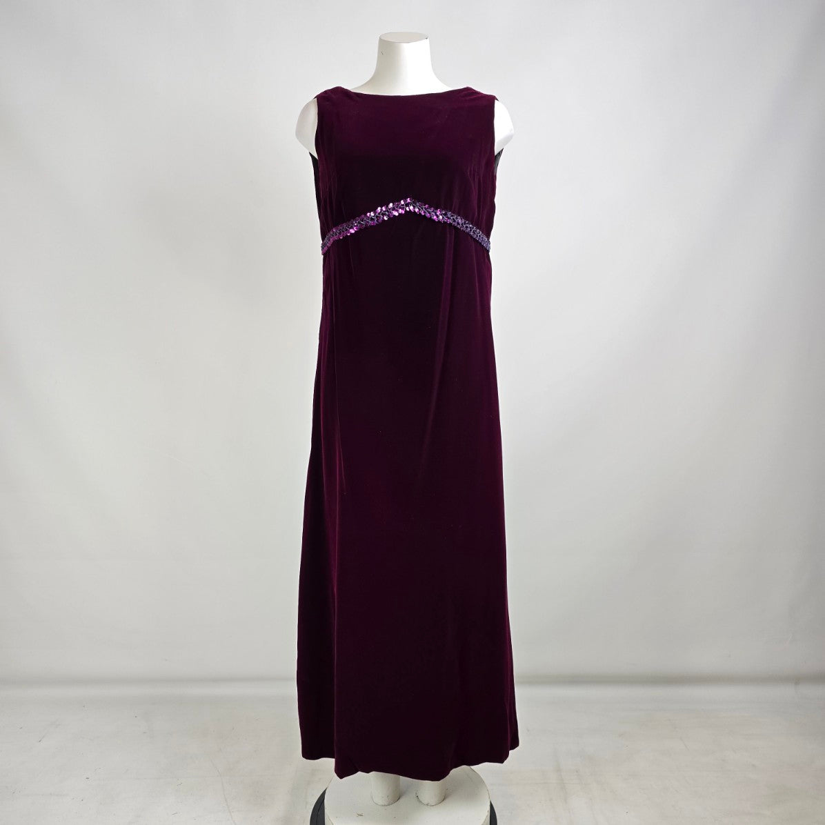 Vintage Purple Velvet Empire Waist Event Dress Size M/L