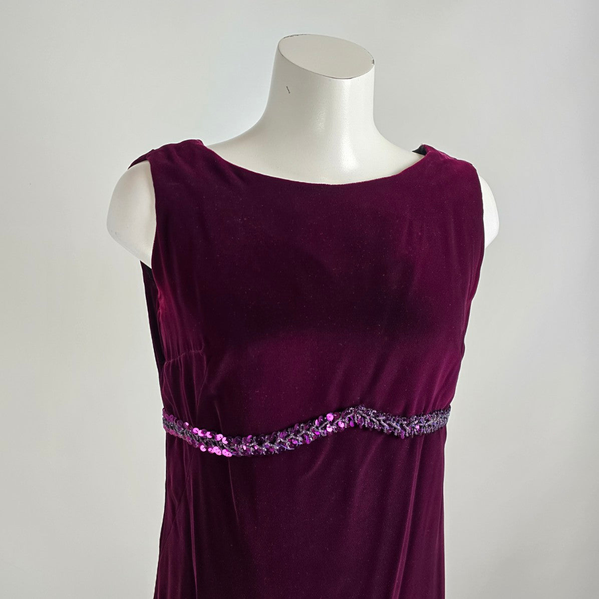 Vintage Purple Velvet Empire Waist Event Dress Size M/L