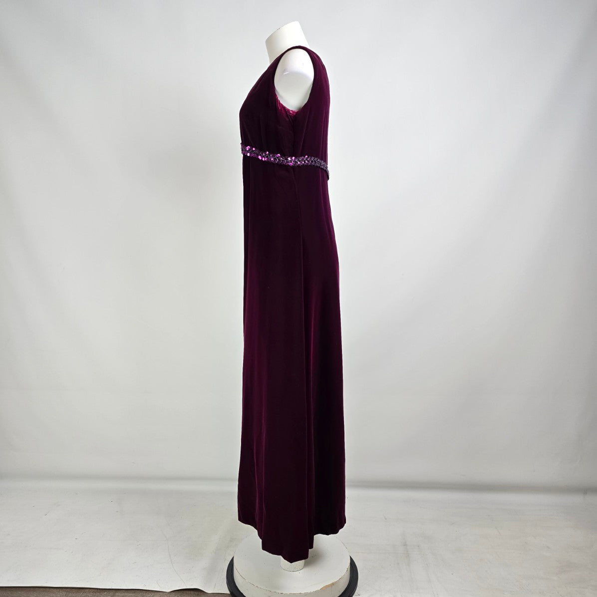 Vintage Purple Velvet Empire Waist Event Dress Size M/L