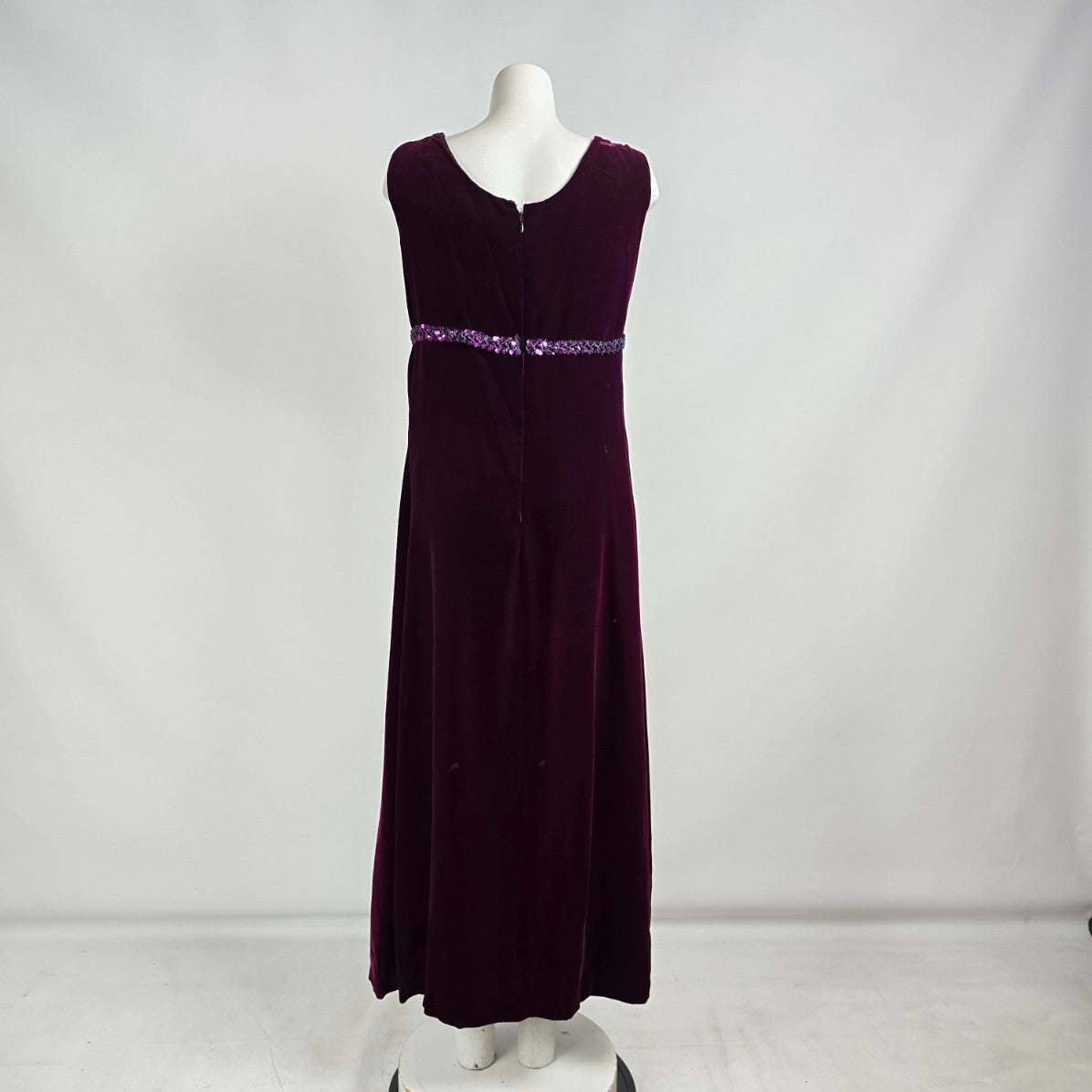 Vintage Purple Velvet Empire Waist Event Dress Size M/L