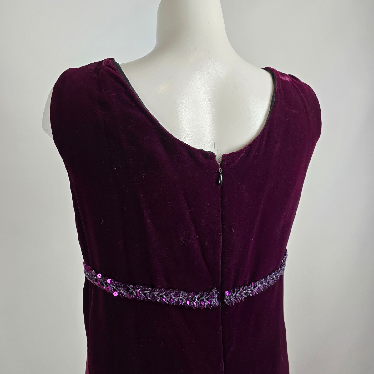 Vintage Purple Velvet Empire Waist Event Dress Size M/L