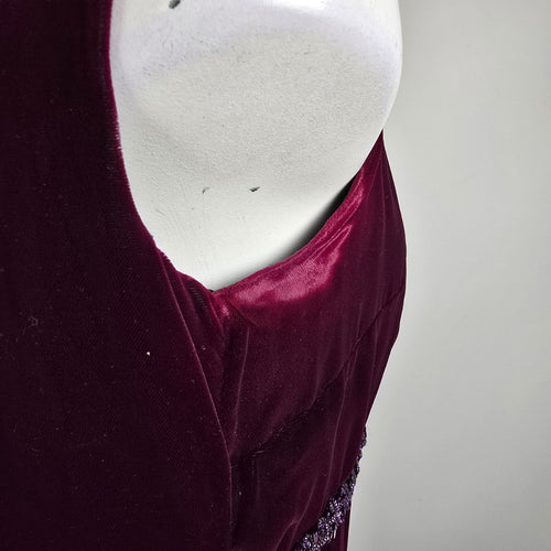 Vintage Purple Velvet Empire Waist Event Dress Size M/L