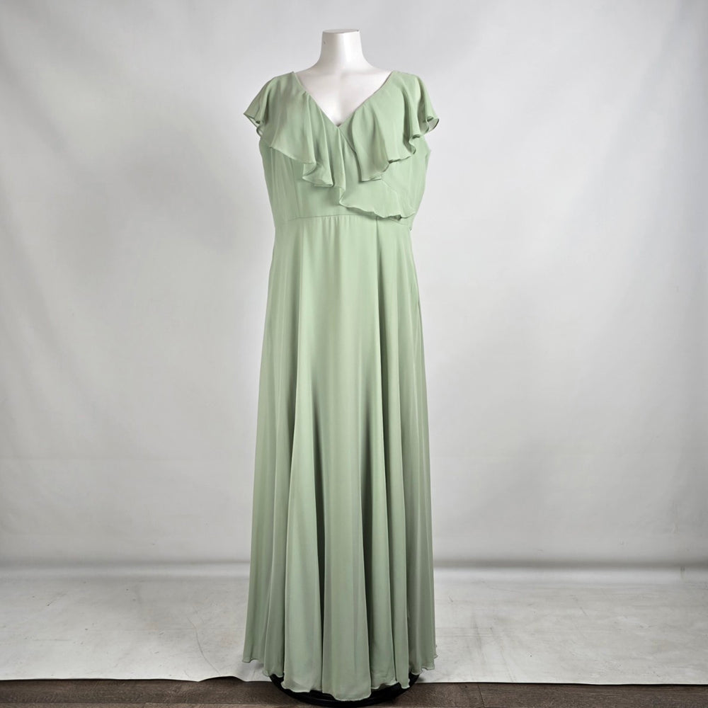 Mori Lee Sage Green Ruffle Bridesmaids Event Gown Size 20