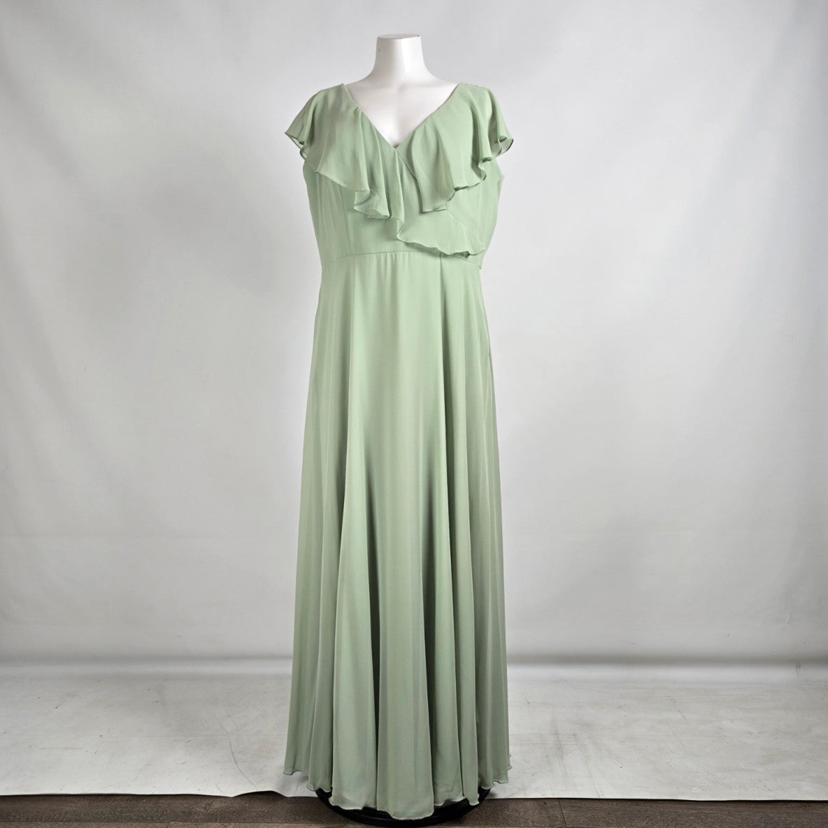 Mori Lee Sage Green Ruffle Bridesmaids Event Gown Size 20