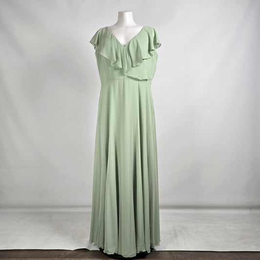 Mori Lee Sage Green Ruffle Bridesmaids Event Gown Size 20