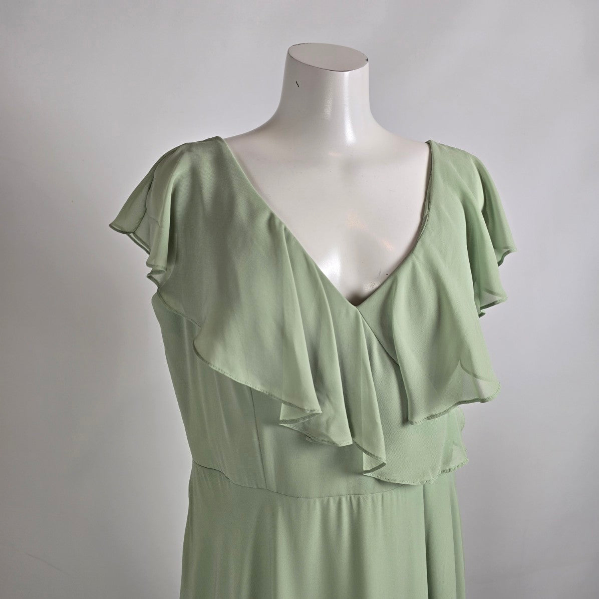 Mori Lee Sage Green Ruffle Bridesmaids Event Gown Size 20