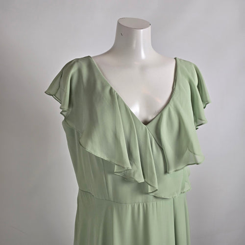 Mori Lee Sage Green Ruffle Bridesmaids Event Gown Size 20