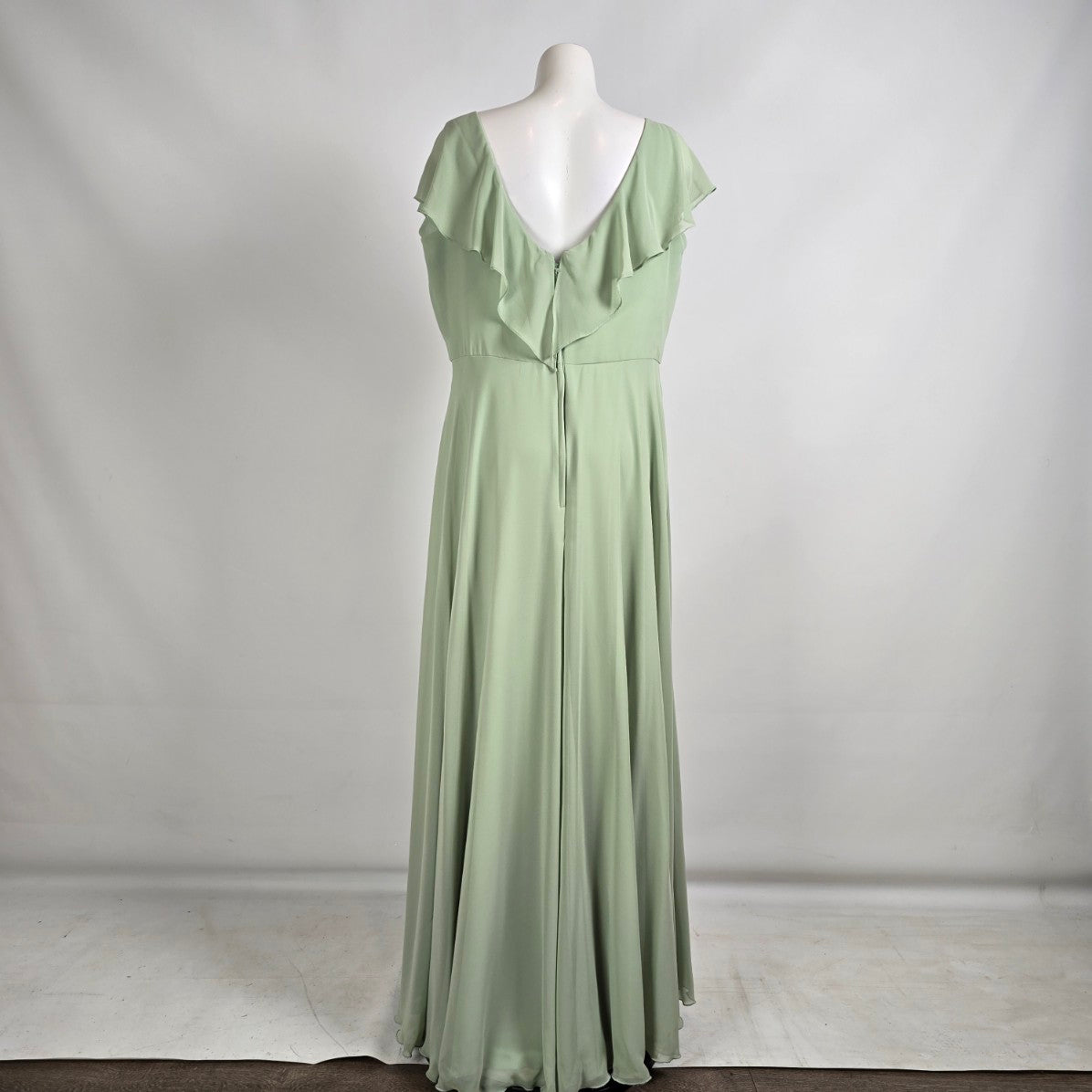 Mori Lee Sage Green Ruffle Bridesmaids Event Gown Size 20
