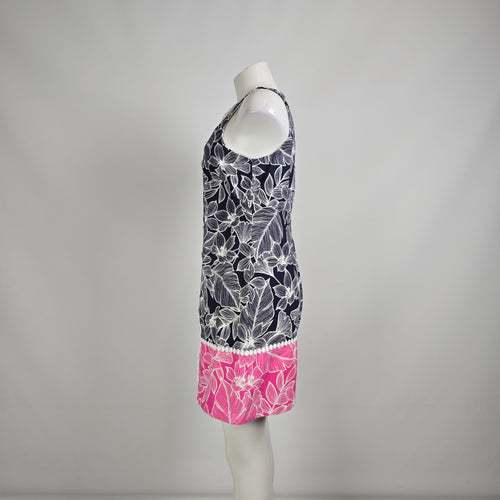 Eliza J Blue & Pink Floral Cotton Crochet Mini Dress Size 8