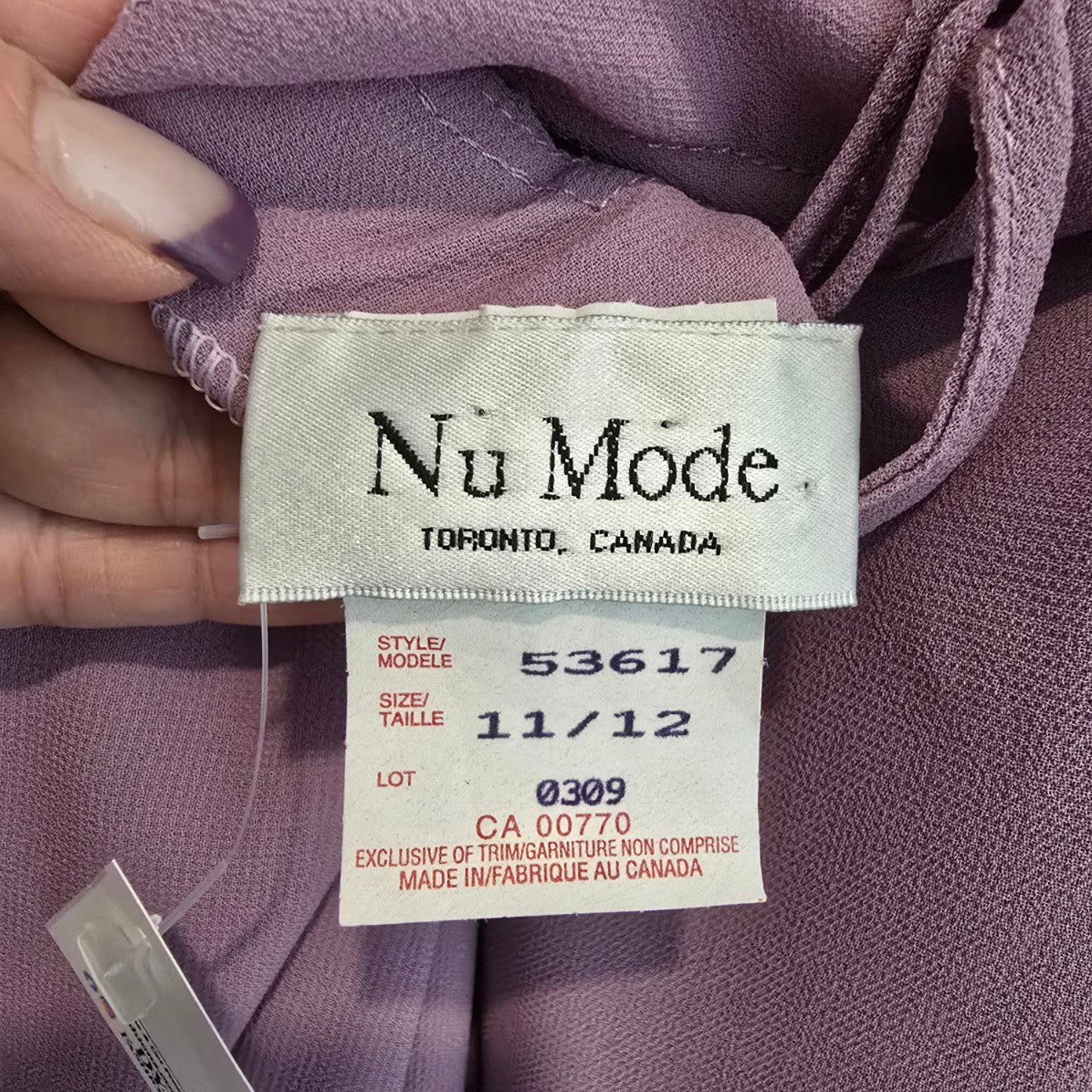 Vintage Nu Mode Lavender Purple Long Event Gown Size 11/12