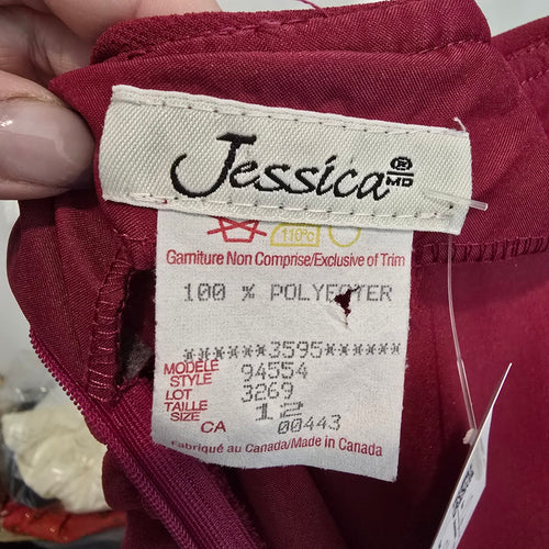 Vintage Jessica Burgundy Long Event Dress Size 12