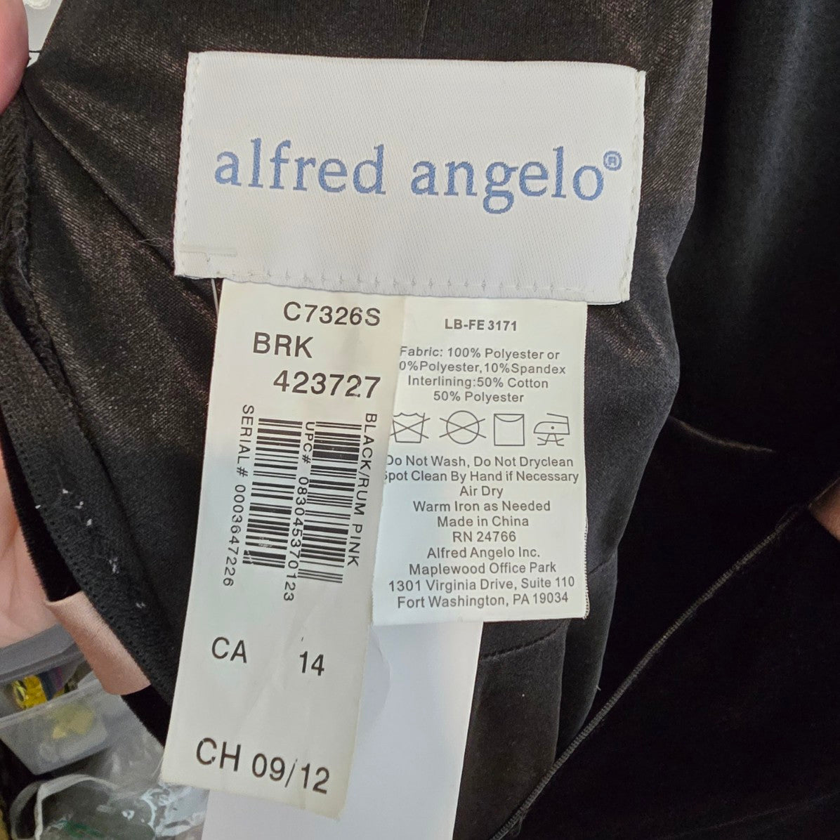 Alfred Angelo Black Velvet Flower Detail Mini Event Dress Size 14