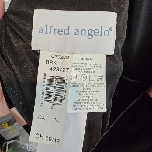 Alfred Angelo Black Velvet Flower Detail Mini Event Dress Size 14