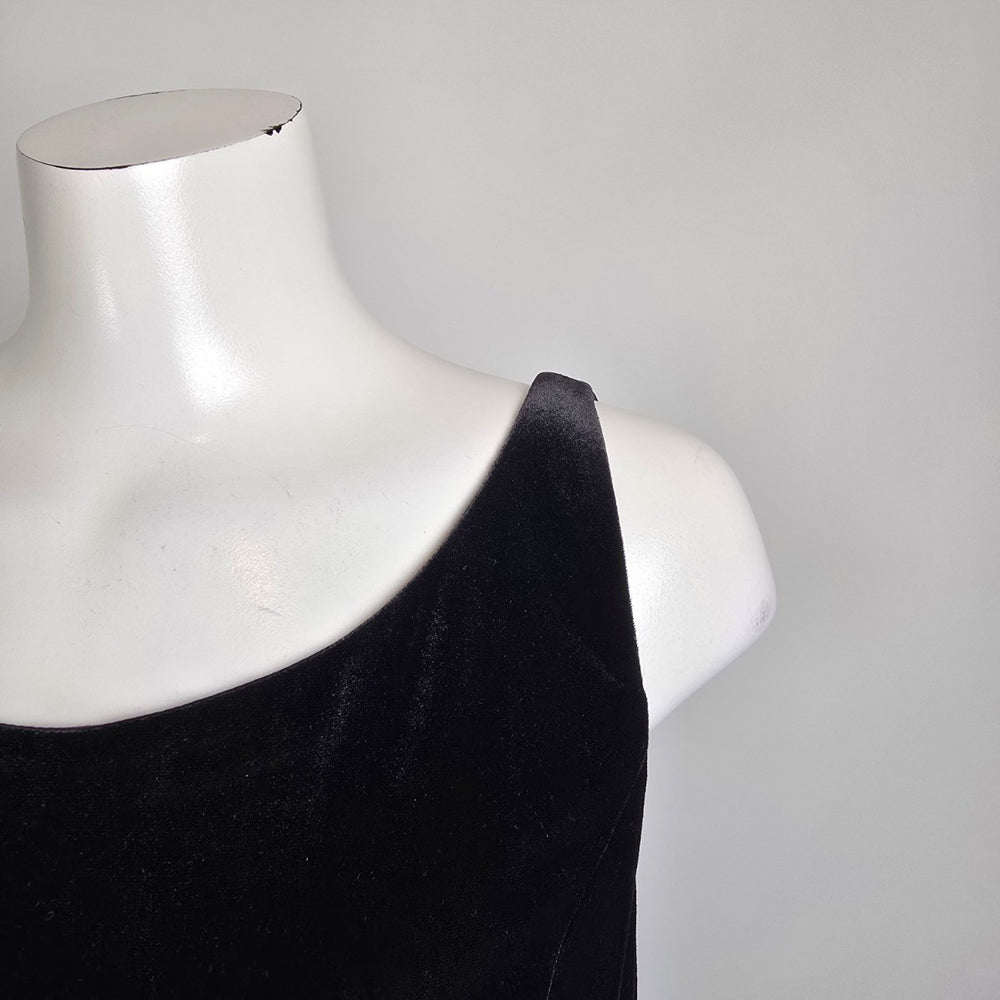 Alfred Angelo Black Velvet Flower Detail Mini Event Dress Size 14