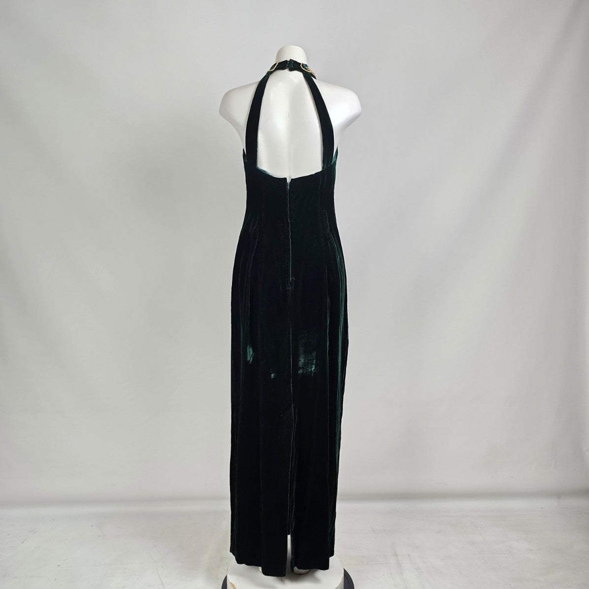 Vintage Nu Mode Green Velved Beaded Event Gown Size 13/14