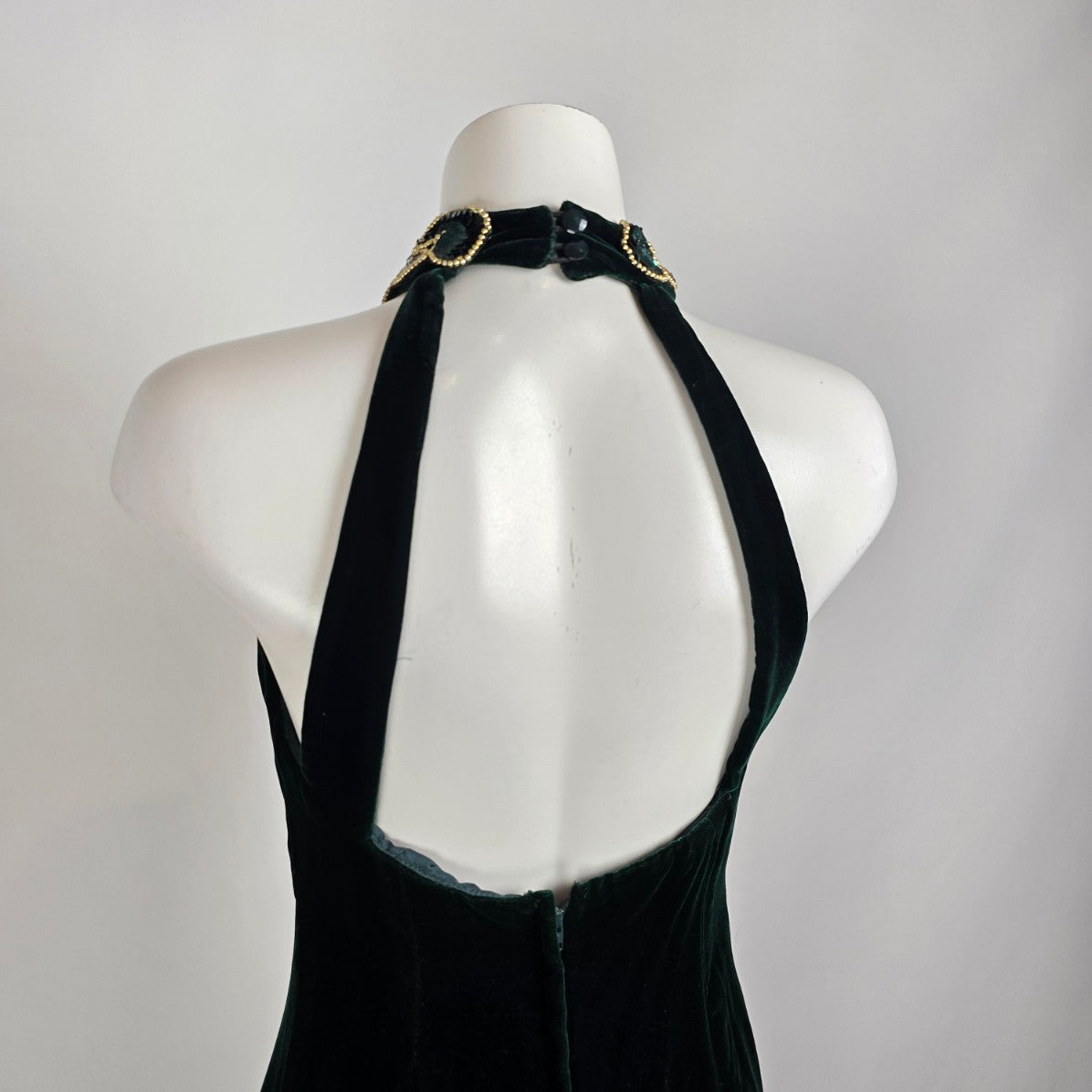 Vintage Nu Mode Green Velved Beaded Event Gown Size 13/14