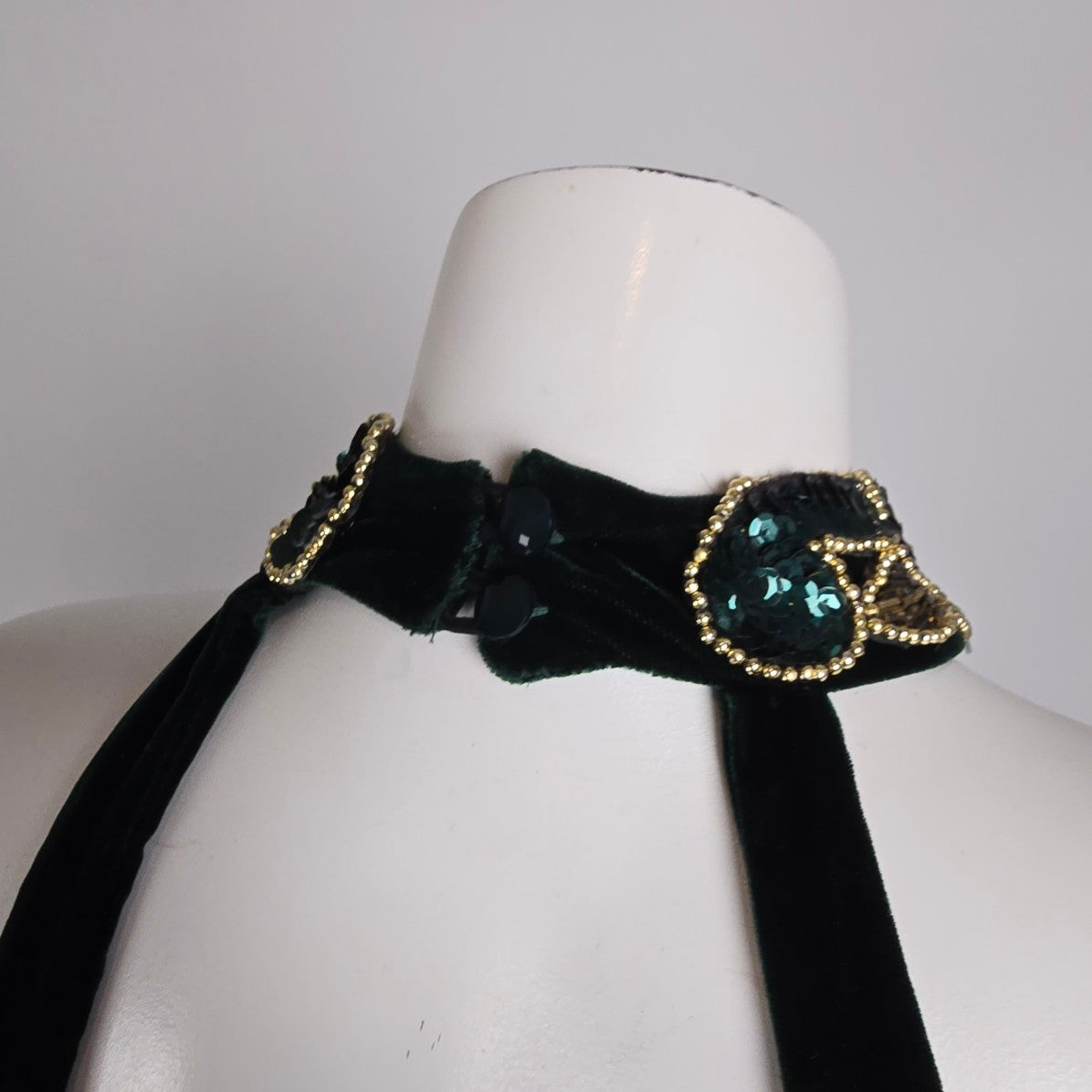 Vintage Nu Mode Green Velved Beaded Event Gown Size 13/14