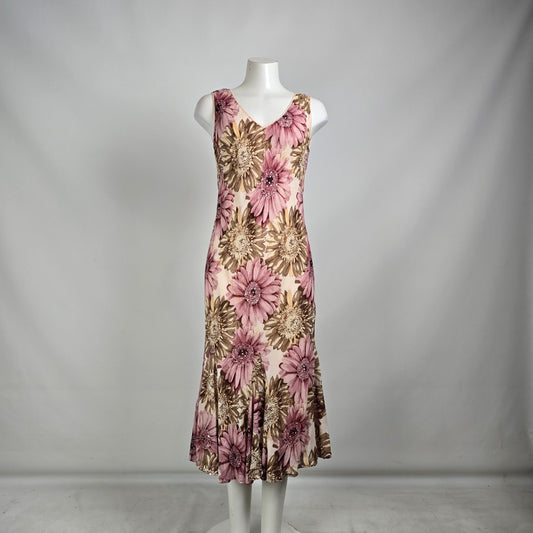 Vintage Essa Donna Pink Floral Midi Dress Size S/M