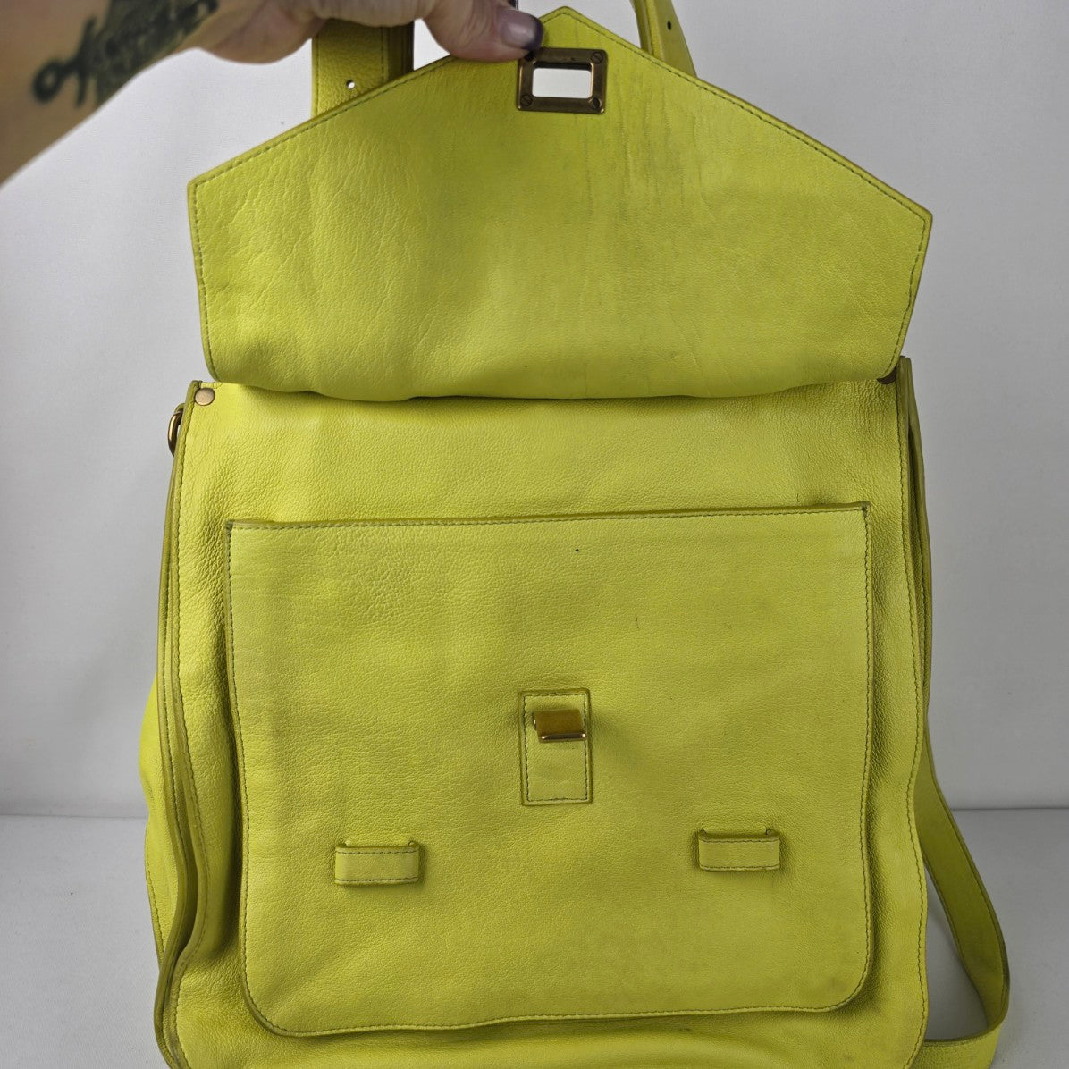Proenza Schouler PS1 Chartreuse Leather Handbag Crossbody