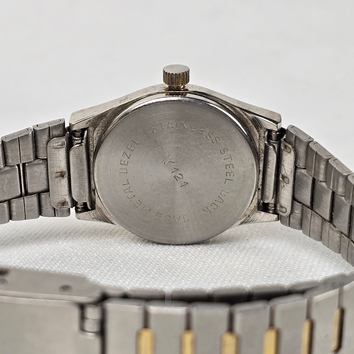 Vintage Advance Silver & Gold Tone Metal Link Watch