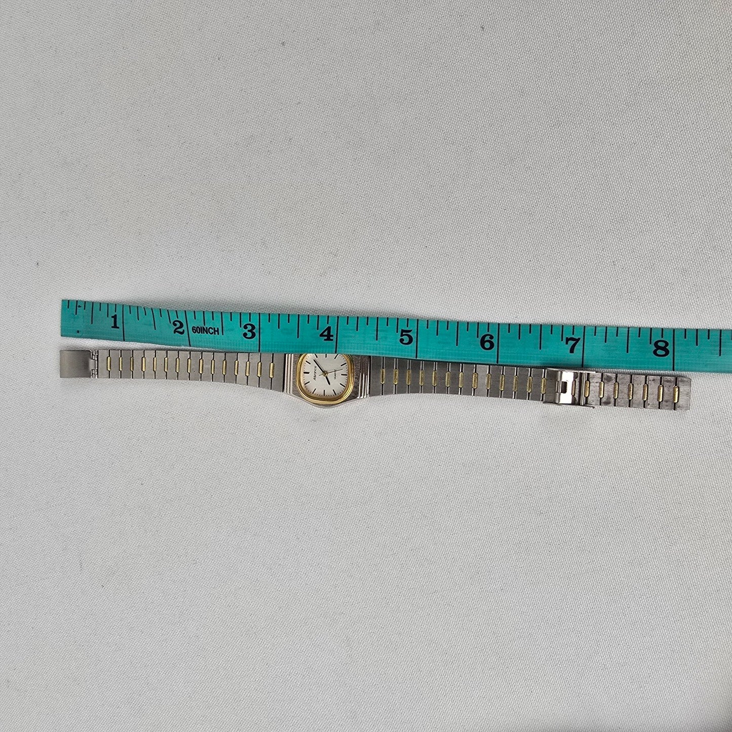 Vintage Advance Silver & Gold Tone Metal Link Watch