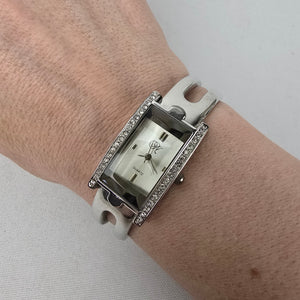 Silver Tone Rhinestone Hinge Watch