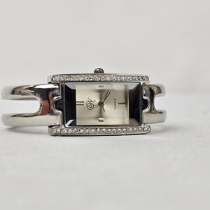 Silver Tone Rhinestone Hinge Watch