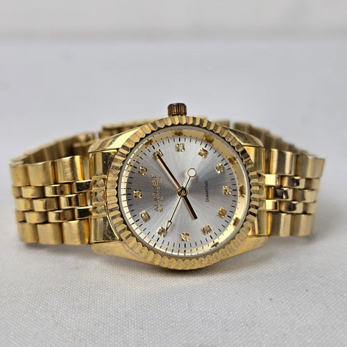 August Steiner Diamond Dial Gold Tone Watch