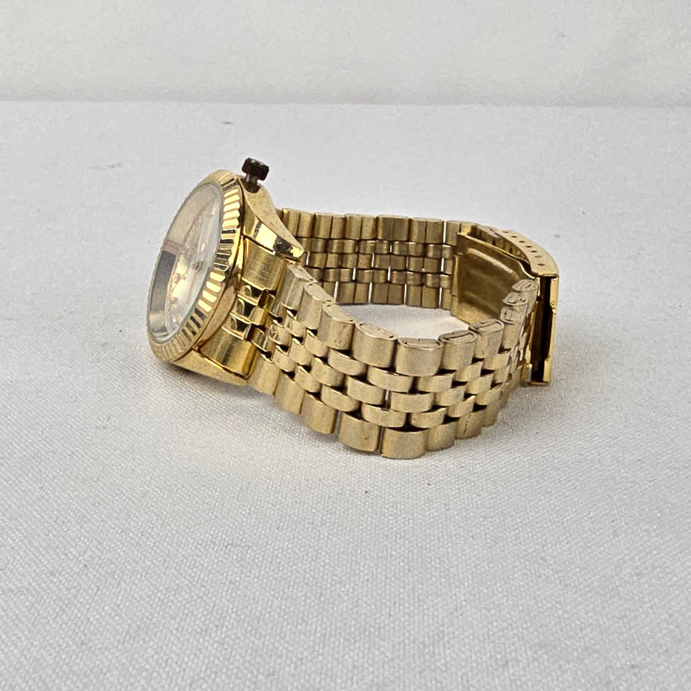 August Steiner Diamond Dial Gold Tone Watch