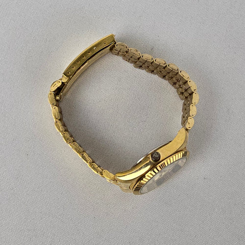 August Steiner Diamond Dial Gold Tone Watch