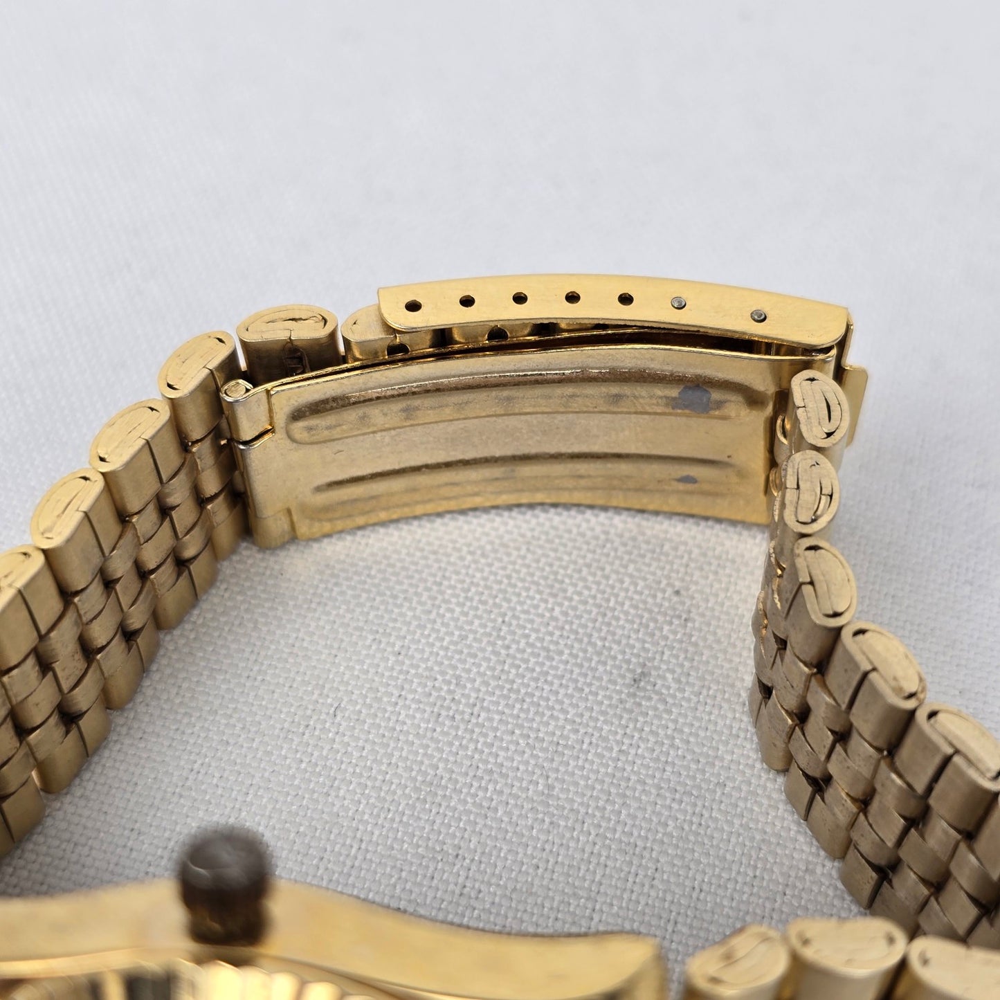 August Steiner Diamond Dial Gold Tone Watch
