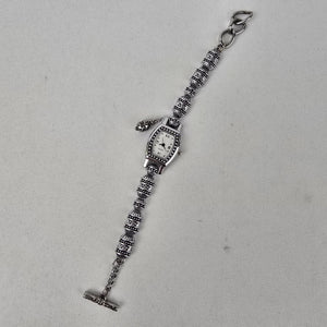 Quartz Silver Tone Beaded Toggle Watch