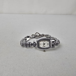 Quartz Silver Tone Beaded Toggle Watch