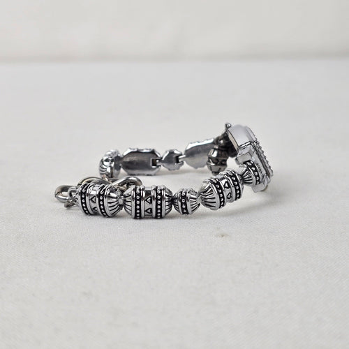 Quartz Silver Tone Beaded Toggle Watch