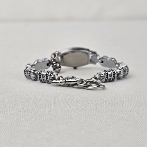 Quartz Silver Tone Beaded Toggle Watch