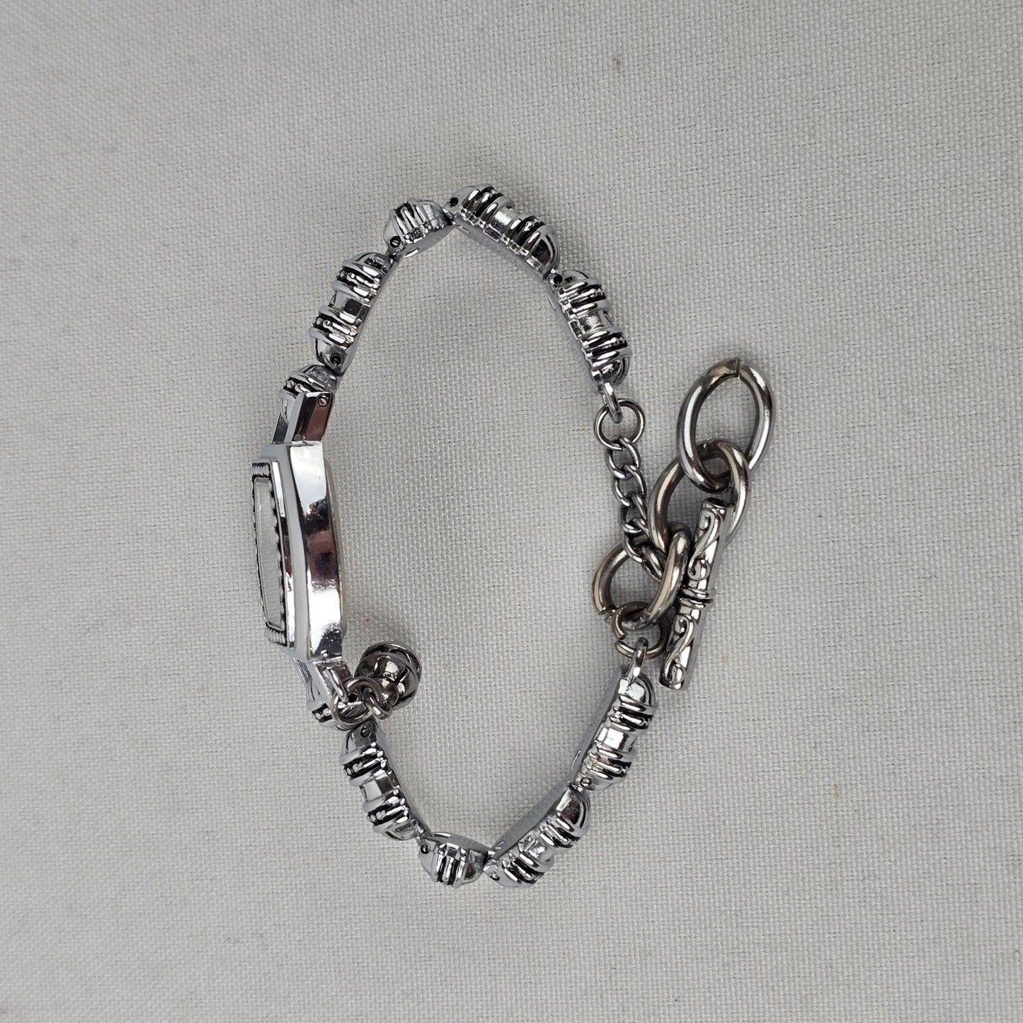 Quartz Silver Tone Beaded Toggle Watch