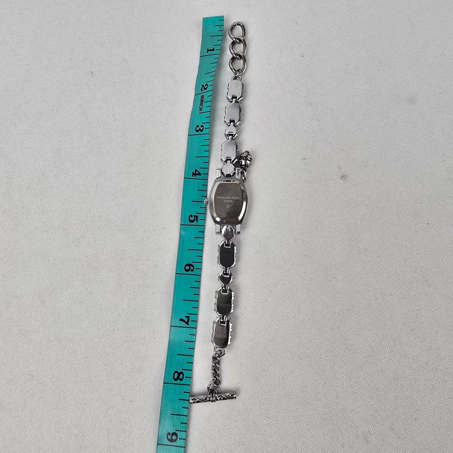 Quartz Silver Tone Beaded Toggle Watch