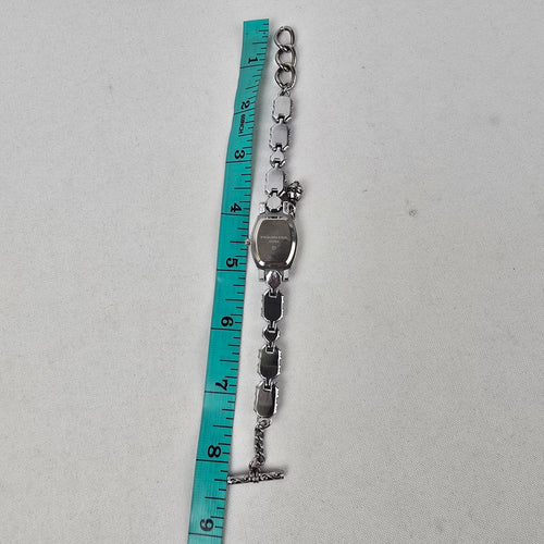 Quartz Silver Tone Beaded Toggle Watch