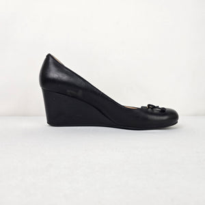 Cole Haan Black Leather Wedge Heel Shoes Size 10