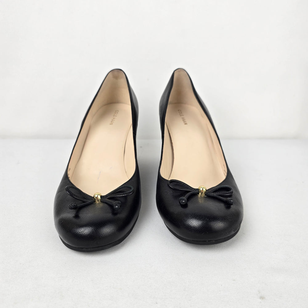 Cole Haan Black Leather Wedge Heel Shoes Size 10
