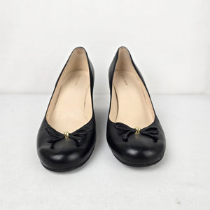 Cole Haan Black Leather Wedge Heel Shoes Size 10