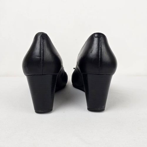 Cole Haan Black Leather Wedge Heel Shoes Size 10