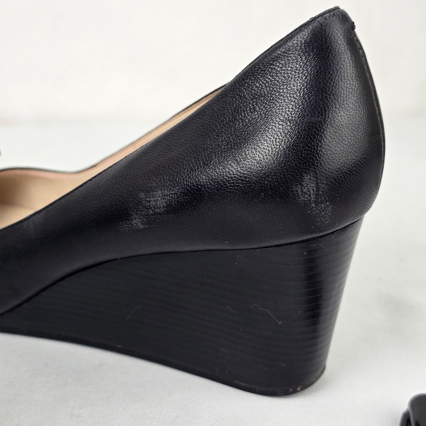 Cole Haan Black Leather Wedge Heel Shoes Size 10
