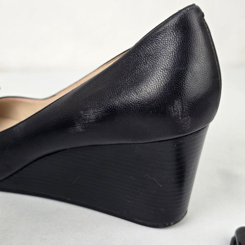 Cole Haan Black Leather Wedge Heel Shoes Size 10