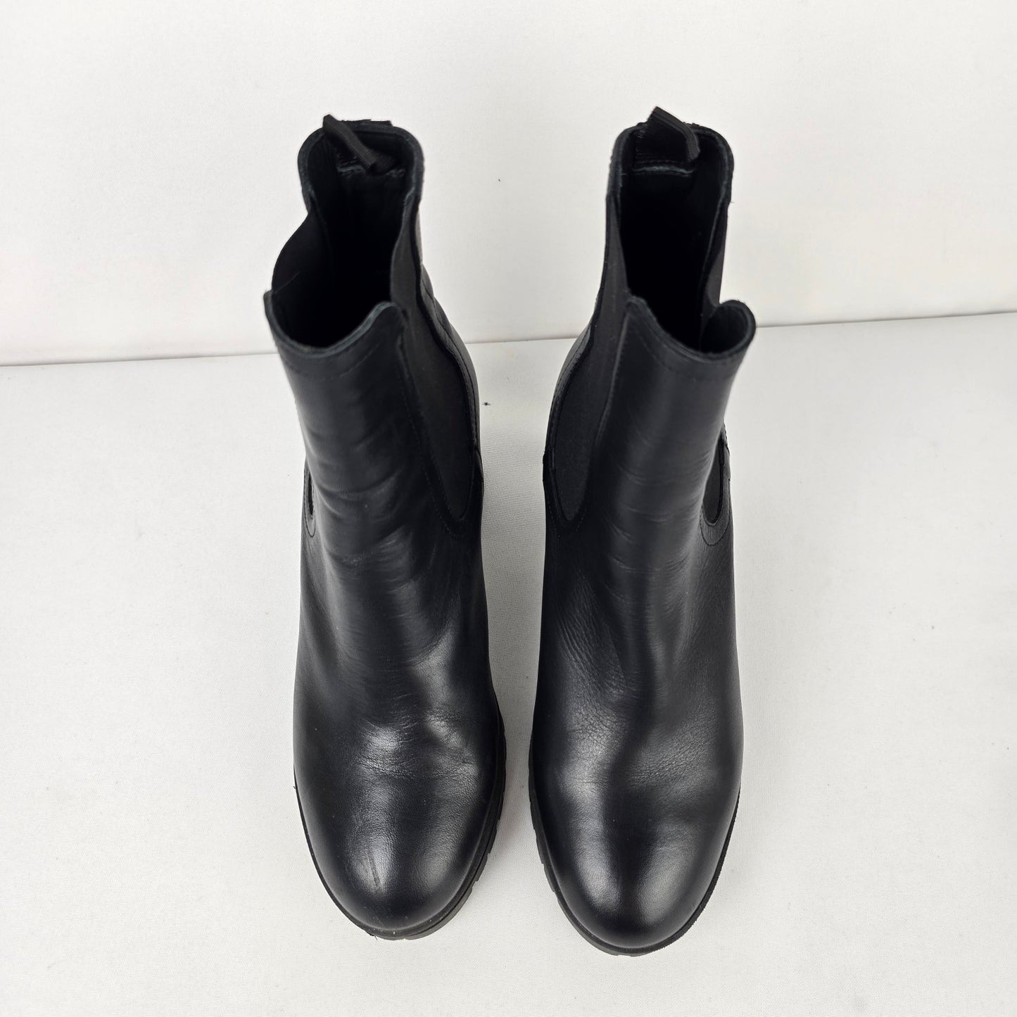 Sister X Soeur Ryanna Black Leather Ankle Chunky Heeled Boot Size 8.5